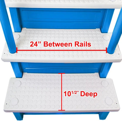 Non-Slip Entry Steps For Pools, Grey, For Above-Ground Pools, Can Be Installed On Terraces With A Height Of 122 To 137 Cm, Load Capacity Up To 136 Kg