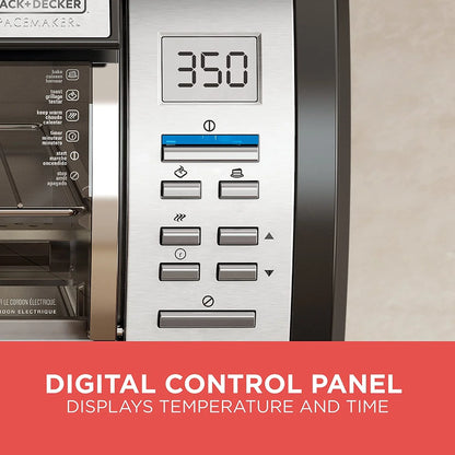 Black Decker SpaceMaker Under Counter Toaster Oven, Digital Controls, Black/Stainless Steel, Fits 9 In. Pizza Or 4 Slices
