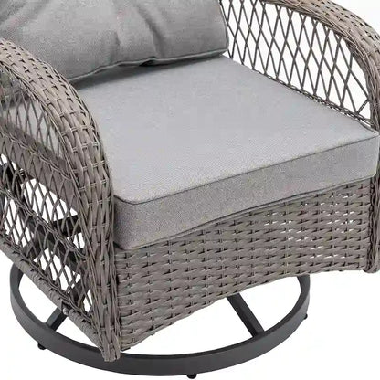 3 Pieces Outdoor Swivel Rocker Patio Chairs, 360 Degree Rocking Patio Conversation Set