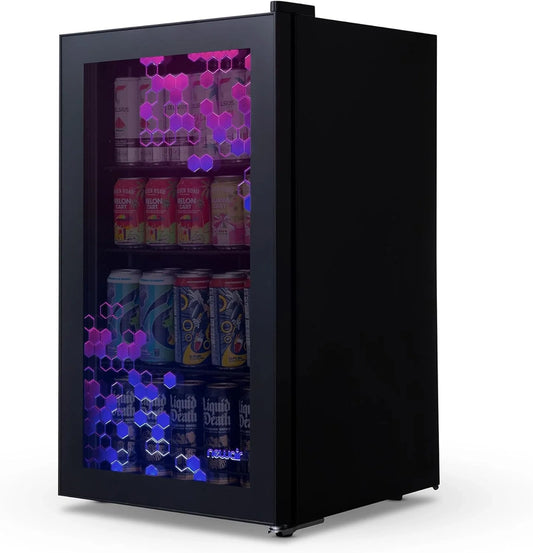 Beverage Refrigerator Cooler, 126 Cans Free Standing With Right Hinge Glass Door, Mini Fridge Beverage Organizer For Beer, Wine, Soda