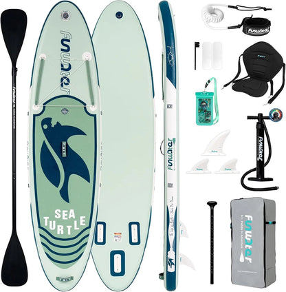 FunWater Inflatable Stand Up Paddle Board With Premium Sup Paddle Accessories, Non-Slip EVA Deck, 11'/10'6' Paddle