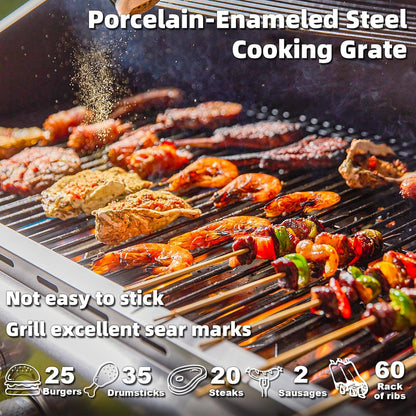 Upgraded 4 Burner Bbq Propane Gas Grill With Cast Iron Grates And Side Stove, 44,000 BTU Stainless Steel Burner Barbecue Grill For Patio