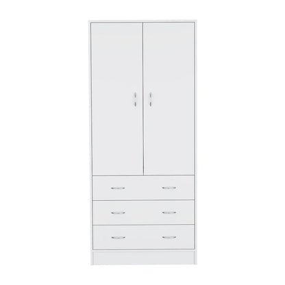 19 Modern Double-Door Armoire With 3 Drawers And 1 Hanging Rod For Bedroom