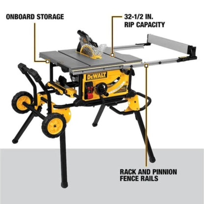 15 Amp Corded 10-inch Construction Site Table Saw With Rolling Stand DWE7491RS