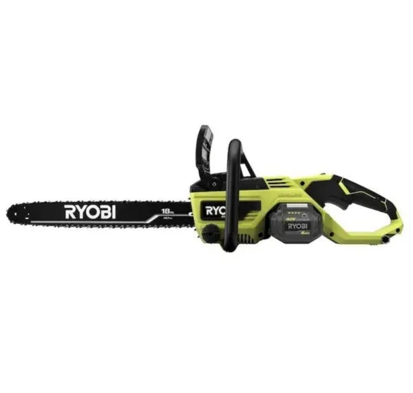 Ryobi 18 In. 40V Cordless Chainsaw Kit With Battery And Charger, Green