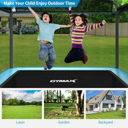 6 Ft. Kids Trampoline With Swing And Safety Fence, Astm Approved Toddler Rectangle Trampoline For 3-8 Year Old