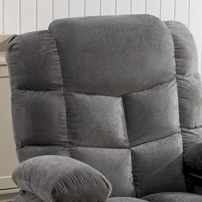 Grey Oversized Recliner With Heat And Massage, 150 Recline, 30 Rocking, USB Charging, And 2 Cup Holders