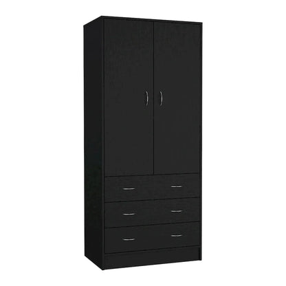 19 Modern Double-Door Armoire With 3 Drawers And 1 Hanging Rod For Bedroom