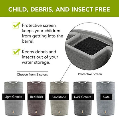 Good Ideas IMP-D50-DAR Impressions Downton Rain Saver Rain Barrel, 50 Gallon, Dark Granite