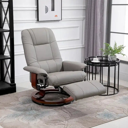 HomCom Faux Leather Adjustable Manual Swivel Base Recliner Chair With Comfortable And Relaxing Footrest