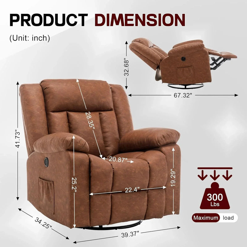 Rocker Recliner Glider Recliner Chairs For Adults 360 Degree Swivel Rocking Chair