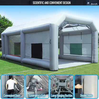 30x20x13Ft Inflatable Paint Booth With Blowers And Air Filter System, Professional Spray Tent