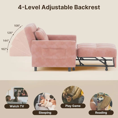 Sofa Bed Chair 3-in-1 Convertible Pullout Single Sleeper Chair Bed Spacious Multifunctional Sofa