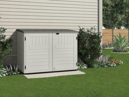 Suncast BMS4700 Resin Storage Shed, Off-White/Gray, 70.5W x 44.25D x 52H, Double Door, UV Resistant