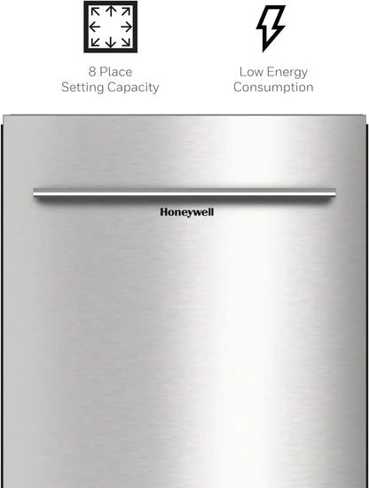 Honeywell 18 In. Dishwasher With 8 Place Settings, 6 Washing Programs, Stainless Steel Tub, UL/Energy Star, Stainless Steel