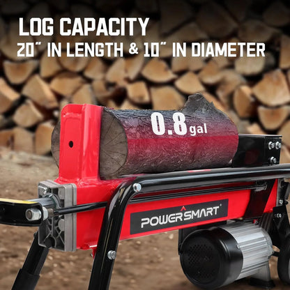 PowerSmart Electric Log Splitter 7-Ton, Efficient Wood Splitter With 3500 Motor Speed, 15 Amp