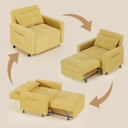Sofa Bed Chair 3-in-1 Convertible Pullout Single Sleeper Chair Bed Spacious Multifunctional Sofa
