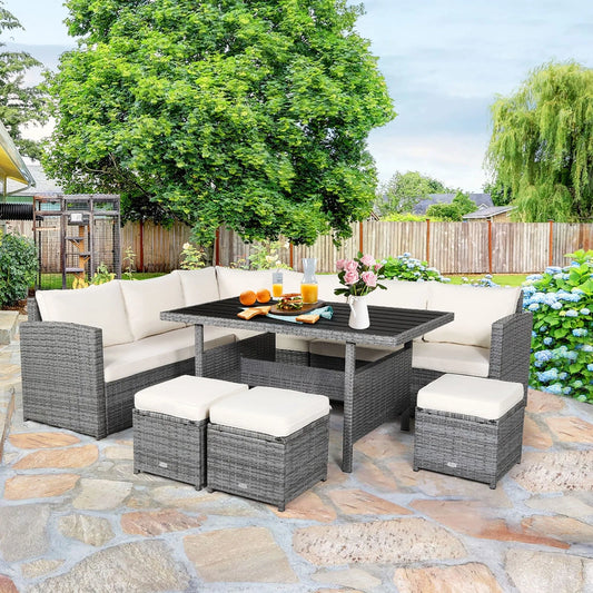 7-piece Outdoor Rattan Patio Furniture Set Black