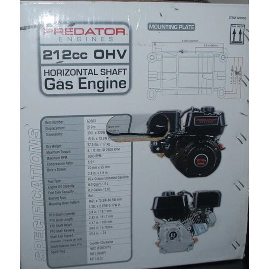 Predator Horizontal Shaft Engine, 6.5 HP, 212cc