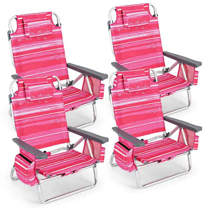 Costway 4-Pack Folding Backpack Beach Chair 5-Position Outdoor, See Details