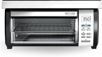 Black Plus Decker SpaceMaker Under-Counter Toaster Oven, Digital Controls, Black/Stainless Steel, Fits 9 in. Pizza, TROS1000D