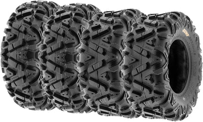 Set Of 4 ATV UTV All-Terrain Tires 25x8-12 Front And 25x10-12 Rear, 6 Pr, Tubeless A033