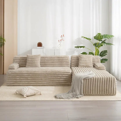 Cloud Sectional Sofa, Modern Upholstered Couch With 2 Throw Pillows, Free-Combined Sofa, Modular Sectional L Shaped Couch