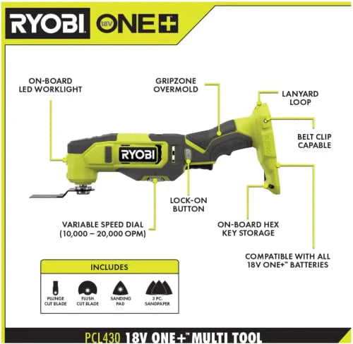 Ryobi One Plus 18V Cordless 6-Tool Combo Kit With Drill, Impact Driver, Saw, Multi-Tool And LED Light