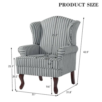 2 Set Traditional Wingback Accent Chairs Upholstered Armchair