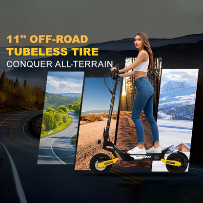 Off Road Electric Scooter For Adults, 1200W Motor Fast E Scooter, Up To 28MPH Top Speed And 20Miles Long Range, 11 In. Off-Road Tires