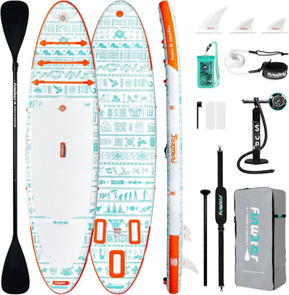 FunWater Inflatable Stand Up Paddle Board With Premium Sup Paddle Accessories, Non-Slip EVA Deck, 11'/10'6' Paddle