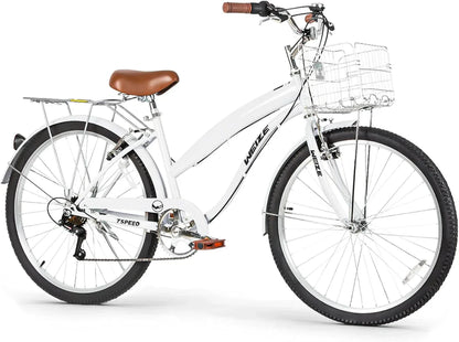 Weize Beach Cruiser Bike 26 In. Commuter Bicycle For Adult Men And Women 7-Speed/High-Carbon