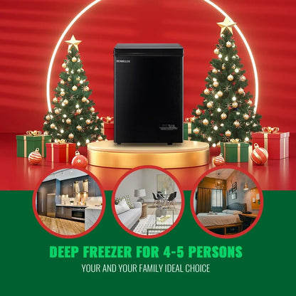 Chest Freezer 5.0Cubic Feet Deep Freezer Freestanding Freezers 2 Removable Stainless Steel Basket