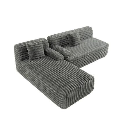 Cloud Sectional Sofa, Modern Upholstered Couch With 2 Throw Pillows, Free-Combined Sofa, Modular Sectional L Shaped Couch