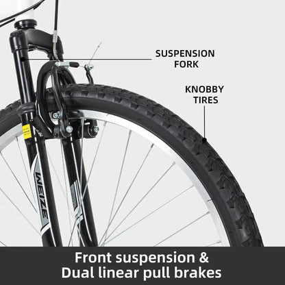 Weize Mountain Bike 26 27.5 In. Outdoor Hybrid Bikes 18-Speed High-Carbon Steel Full Suspension