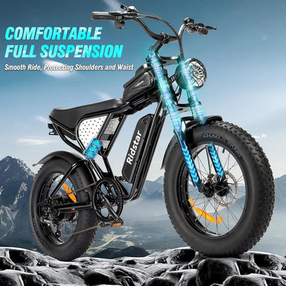 Electric Bike Q20, 2000W, 52V, 30-180 Miles, All-Terrain Fat Bike For Adults