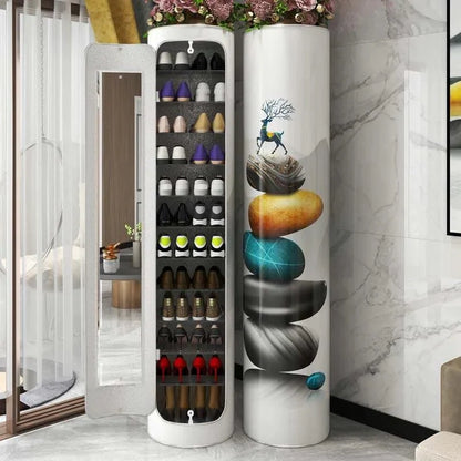 Large-Capacity Multi-Layer Rotating Disinfection Shoe Cabinet With Mirror Plus Deodorizer