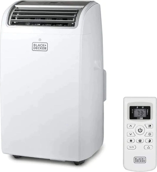 Black Plus Decker Air Conditioner, 14,000 BTU Air Conditioner Portable For Room Up To 700 Sq. Ft. With Remote Control, White