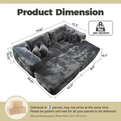 Hooowooo Modern Plush Sectional Sofa L-Shaped Couch With Removable Ottoman