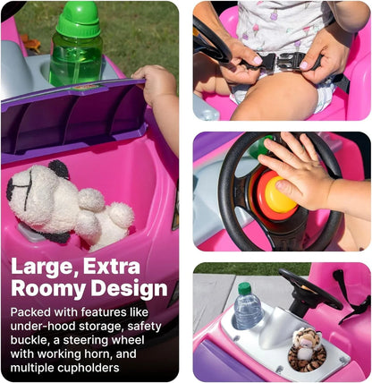 Step2 Whisper Ride II Ride On Push Toy Car Pink Ride On Car With Included Seat Belt Easy Storage