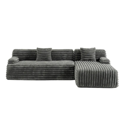Cloud Sectional Sofa, Modern Upholstered Couch With 2 Throw Pillows, Free-Combined Sofa, Modular Sectional L Shaped Couch
