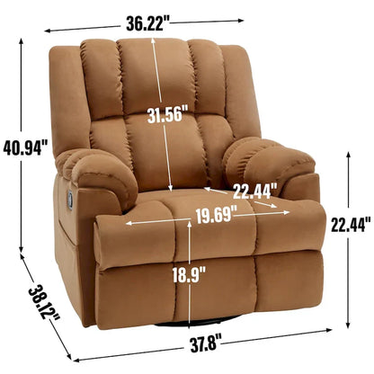 Lazy Boy Swivel Rocker Fabric Recliner Chair, Overstuffed Large Manual Recliner Glider With Pillow Top Arms And Cushion Back