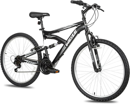 Weize Mountain Bike 26 27.5 In. Outdoor Hybrid Bikes 18-Speed High-Carbon Steel Full Suspension