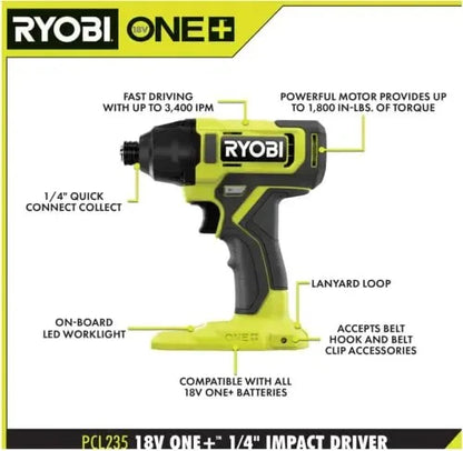 Ryobi One Plus PCL1600K2 18V Cordless 6-Tool Combo Kit