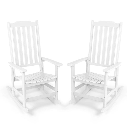 Vrakae 2 Pcs Patio All Weather Resistant High Back Rocking Chair