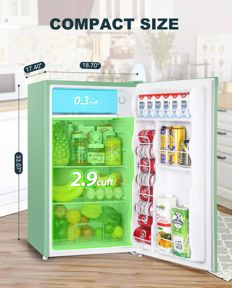 Upstreman 3.2 Cu. Ft. Mini Fridge Freezer Single Door Fridge Dorm Fridge Adjustable Thermostat