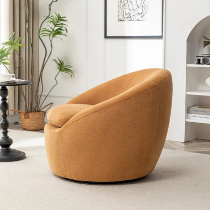 Swivel Barrel Chair, 360 Degree Rotation, Boucle Fabric