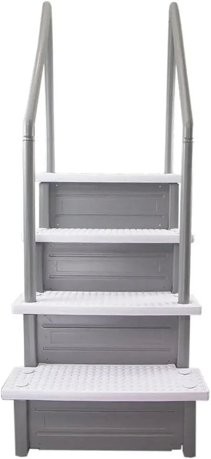 Select Anti-Slip in-Pool Steps, Gray, For Above Ground Swimming Pools, Can Mount To Decks 48 In. To 54 In. H, Safety Stairs Capacity Up To 300 Lbs