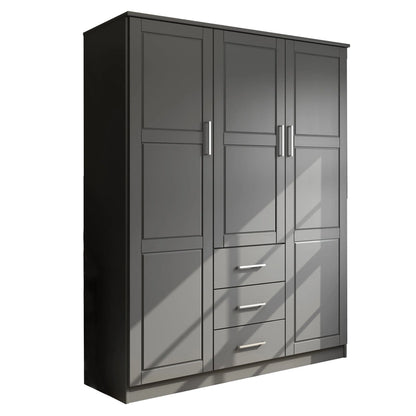 Palace Imports 100% Solid Wood Cosmo 3-Door Wardrobe Armoire With Solid Wood Or Mirrored Doors