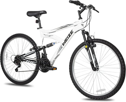 Weize Mountain Bike 26 27.5 In. Outdoor Hybrid Bikes 18-Speed High-Carbon Steel Full Suspension